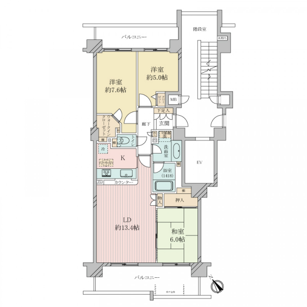 港北ニュータウンイオ2番館の間取図