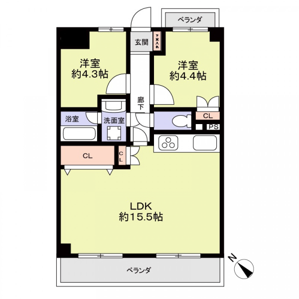 杁中スカイタウンBの間取図