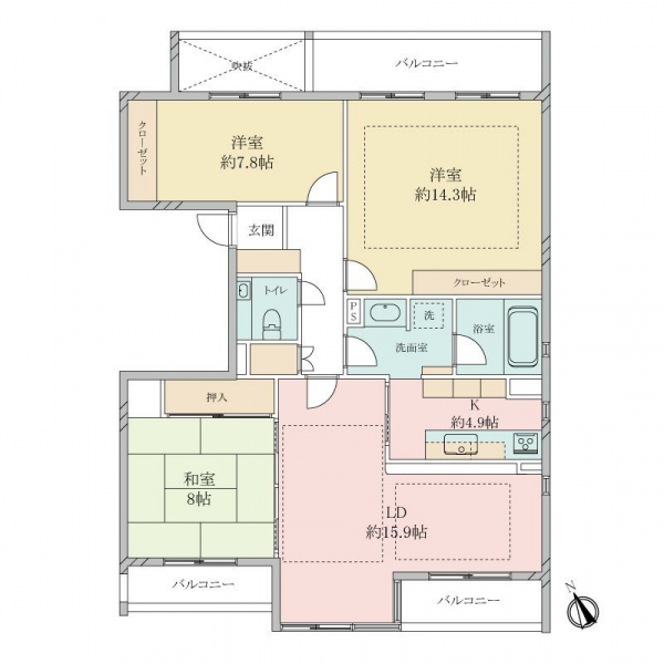 ハイツ東戸塚ＩＩＢ棟の間取図
