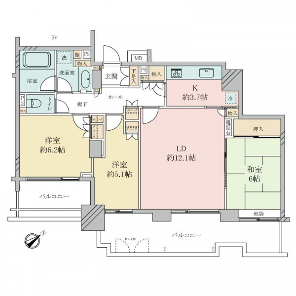 サン・ステージ緑園都市東の街参番館の間取図