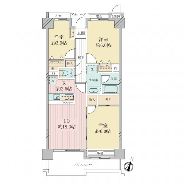 ライオンズマンション横浜中央の間取図