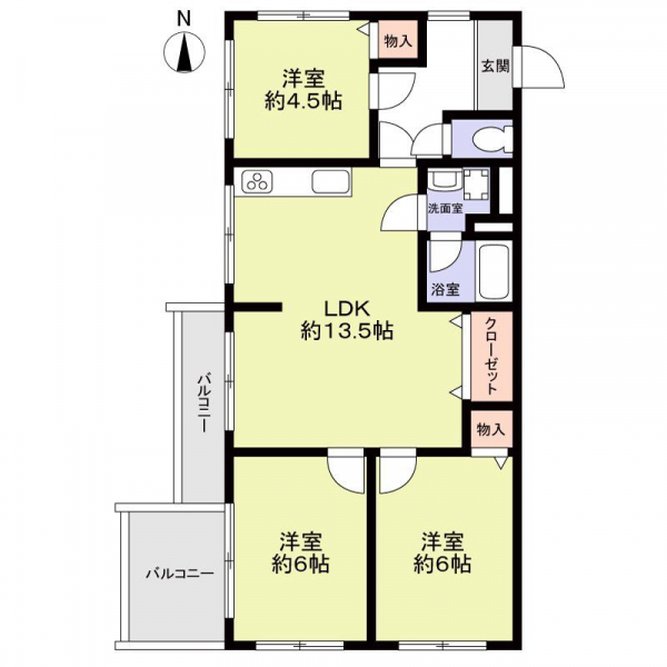 鹿子コーポの間取図