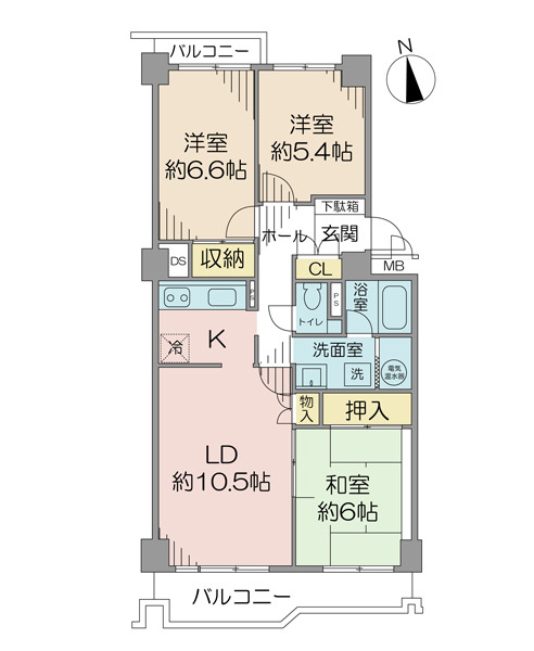 市川グリーンハイツＤ棟の間取図