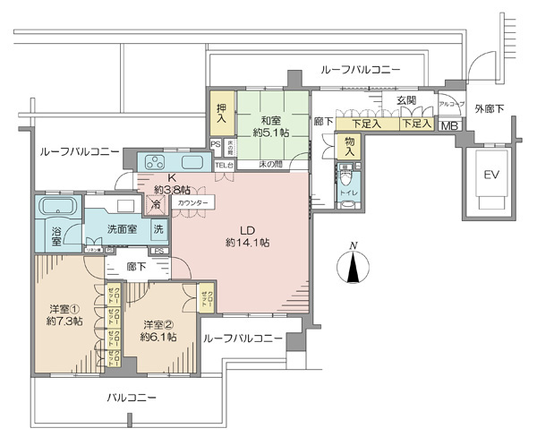 オーベル徳殿公園の間取図