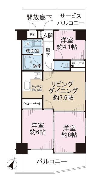 リブゼ横浜南参番館の間取図