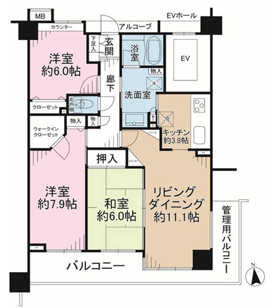 オーベル鎌倉岡本グランフィオーレの間取図