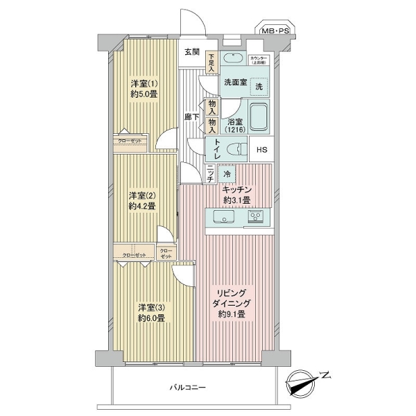 日商岩井鶴見マンションの間取図