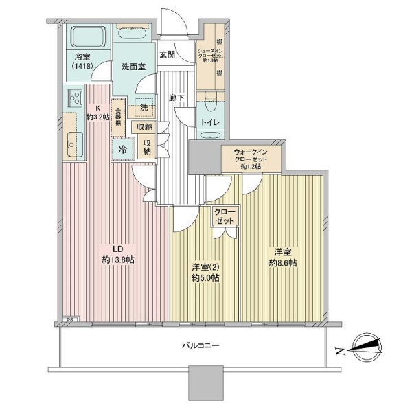 白金タワータワー棟の間取図