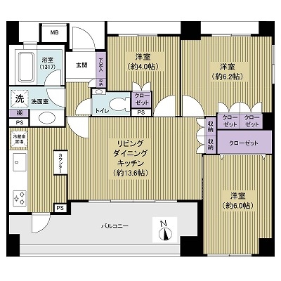 クレッセント武蔵小杉グランデイズ弐番館の間取図