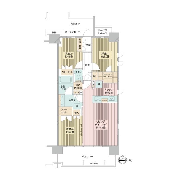 プラウド世田谷千歳台の間取図