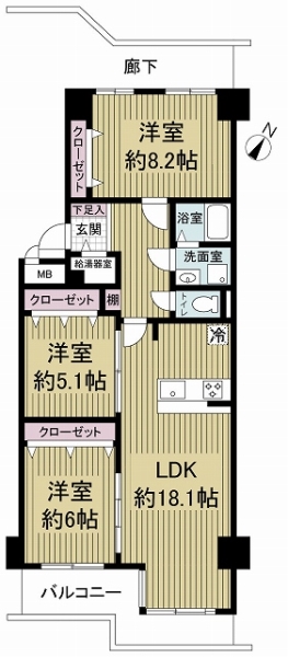 京橋グリーンハイツ二号棟の間取図