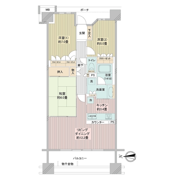 センターフォートＢの間取図
