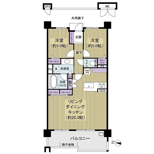 オーヴィジョン野間グランヒルズC棟の間取図