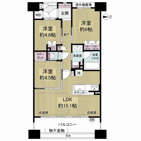 ウィズパークス大阪の間取図