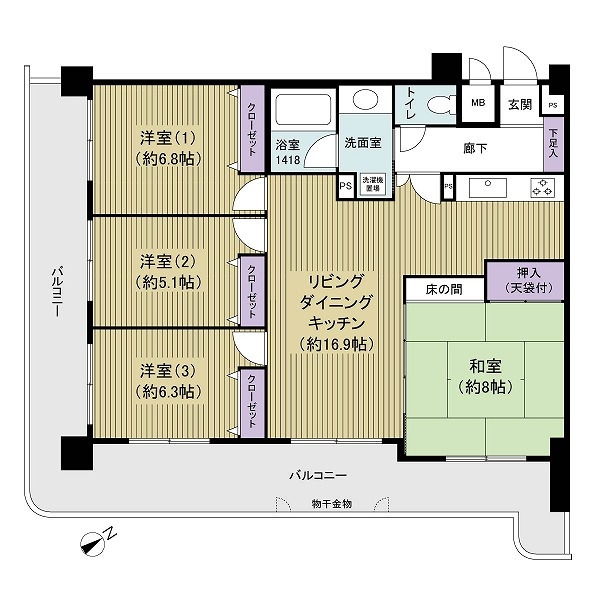 ライオンズマンション寺塚第３の間取図