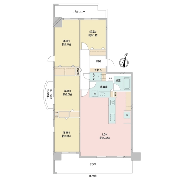 リジェンヌ京町３号棟の間取図