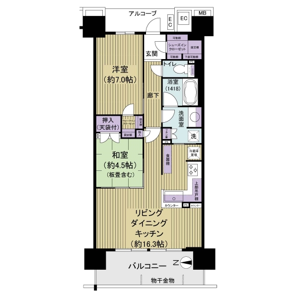 なかもずオールズ・ディアコートの間取図