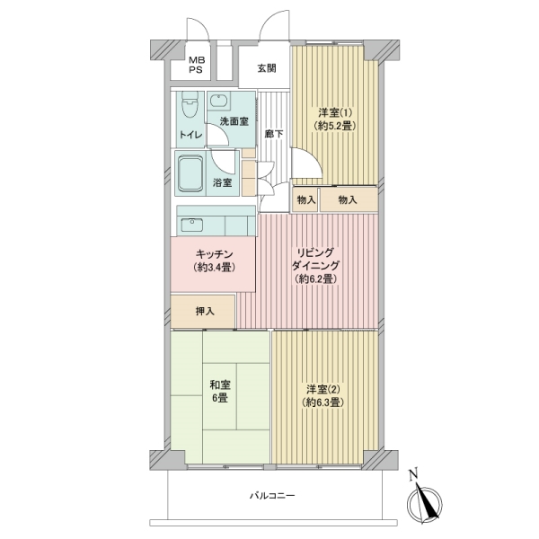 仲六郷ハウスの間取図