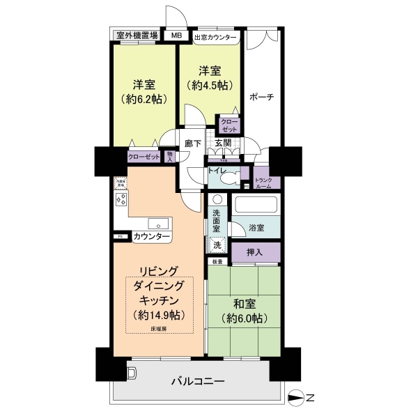 タワーズランド北野田フロントタワーの間取図
