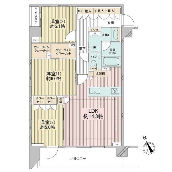 クリオ横濱弘明寺グレイステラスの間取図