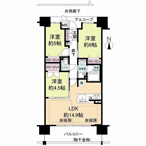 グランアッシュあびこＶｅｒｔの間取図