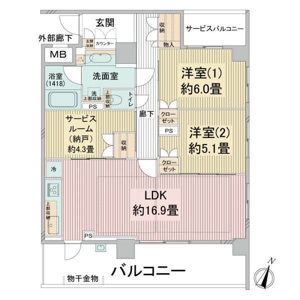 イニシア甲南山手の間取図