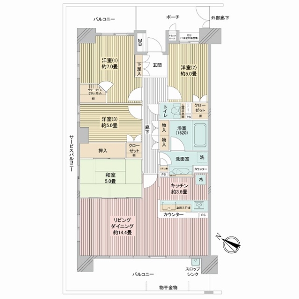 センターフィールド浦和美園弐番街ミッドランドの間取図