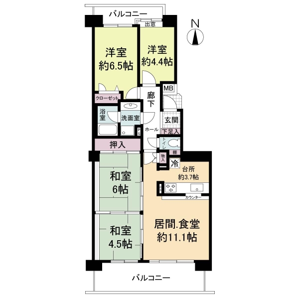 鳥見パーク・マンション三番街南棟の間取図