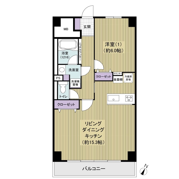 上町マンションの間取図