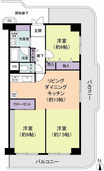 南篠崎スカイハイツBの間取図
