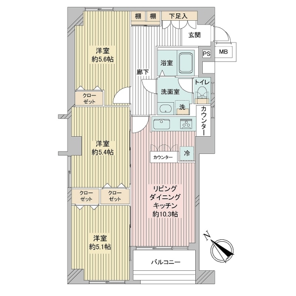 わらびスカイハイツの間取図