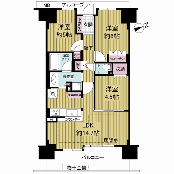 サンクタス阿倍野天王寺町北の間取図