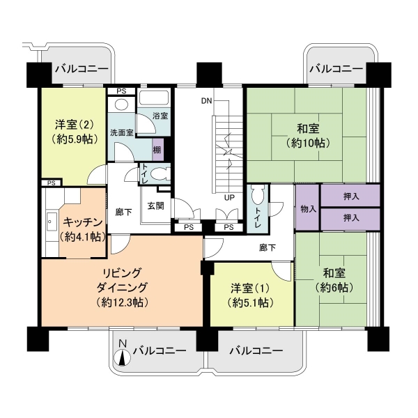 泉北鴨谷台三丁第弐住宅壱号棟の間取図