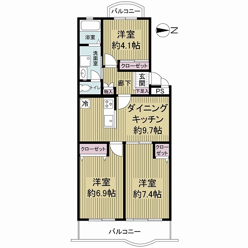 エメラルドマンション南津守A棟の間取図