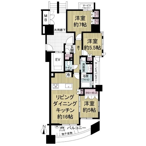 プレティナレジデンス橦木町の間取図