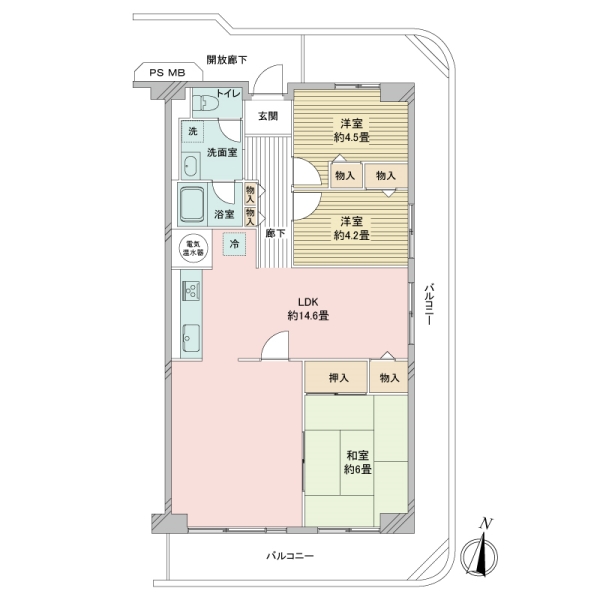 ネオコーポ浦和もくせいの棟の間取図