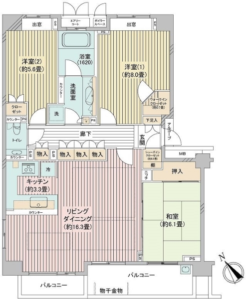 シティハウス成城センターコートの間取図