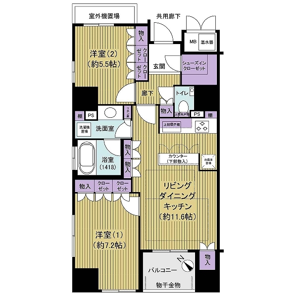 レフィール築地レジデンスの間取図