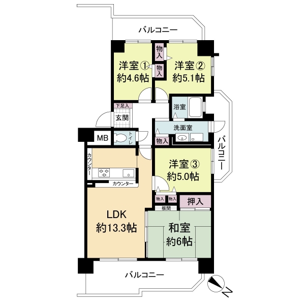 シティハイツこの花の間取図
