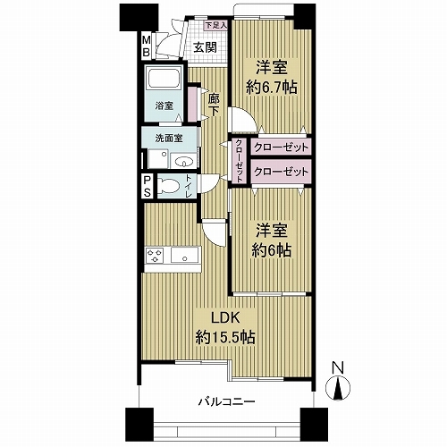 シティコーポ住之江（ОＪＫ）１号棟（ＥＡＳＴ）の間取図