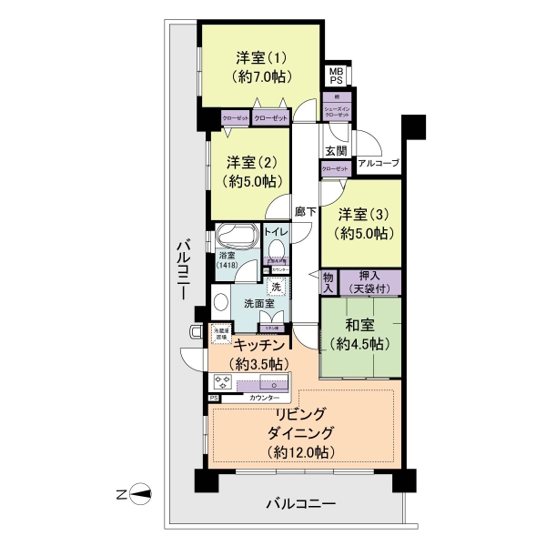 ザ・ガーデネスクシティコムズ館の間取図