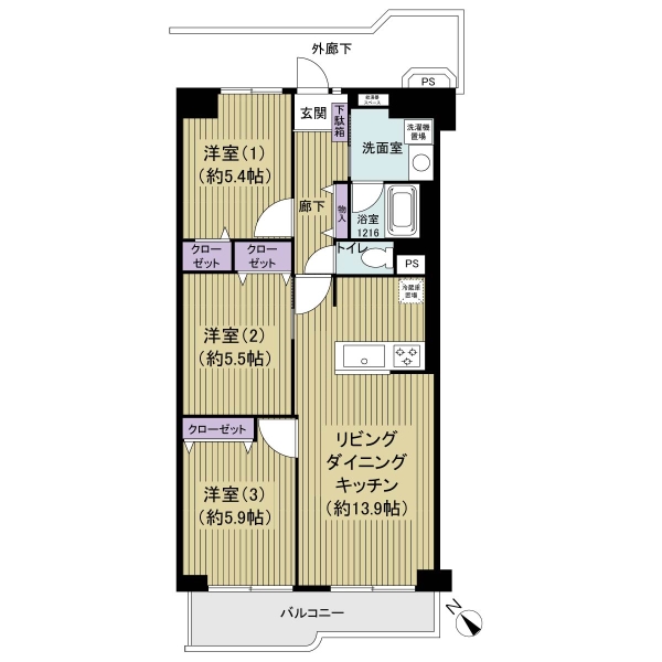 日商岩井亀戸マンションの間取図