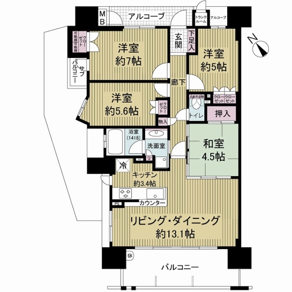 ＢＥＬＩＳＴＡ東淀川大桐Fの間取図