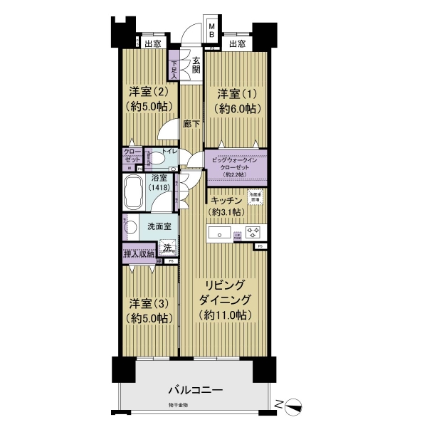クレストプライムレジデンス　アベニュー弐番街の間取図