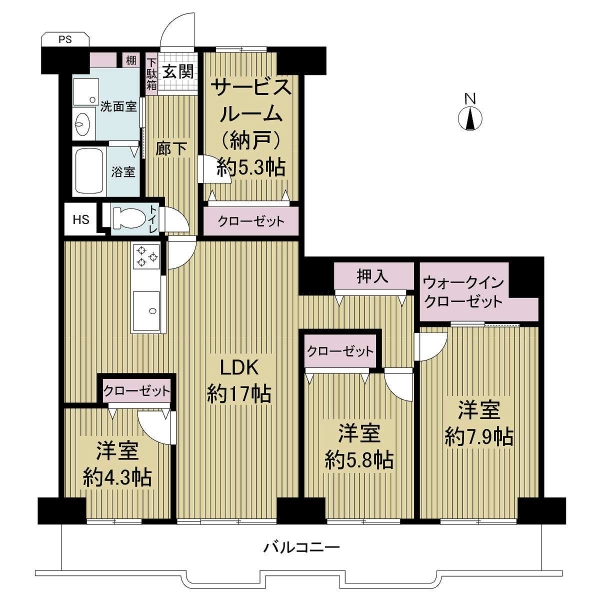 今宮スカイハイツA棟の間取図