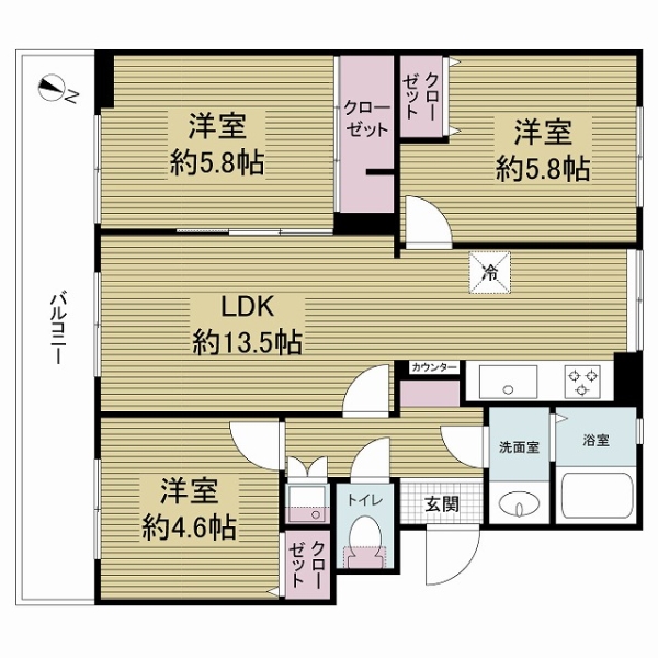 名谷六団地二七号棟の間取図