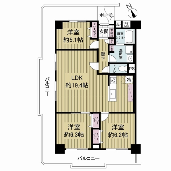 ユニライフ北大阪弐号棟の間取図