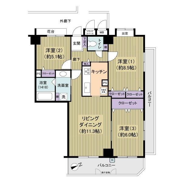 ダイアパレスグランデージ千住大橋の間取図