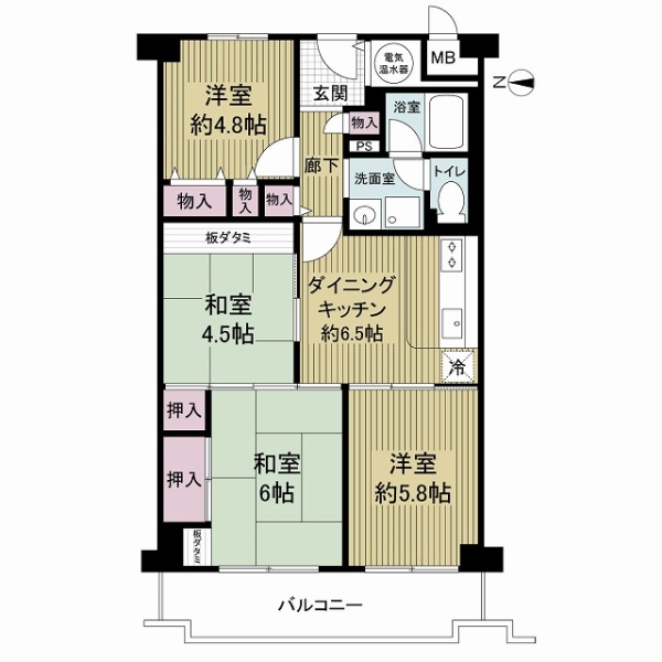 ユニハイム千里丘ＩＩ２号棟の間取図