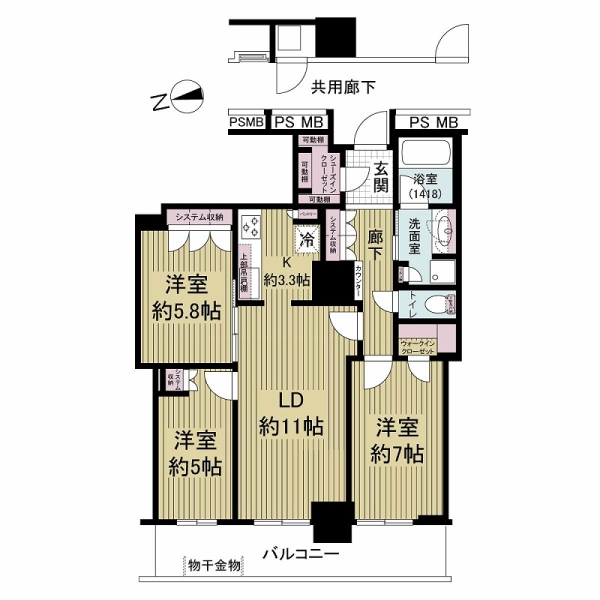 阿波座ライズタワーズフラッグ４６の間取図